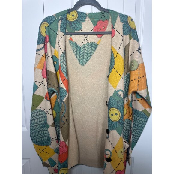 Wool Floral Patchwork Cardigan Sweater, NEW - Picture 1 of 11